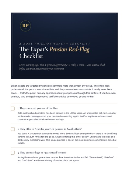 The Expat's Pension Red-Flag Checklist — cover